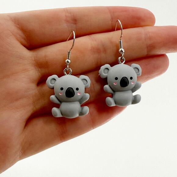 Cute Koala Earrings, Koala Dangle Earrings, Koala Jewelry, Koala Gift - Picture 4 of 4
